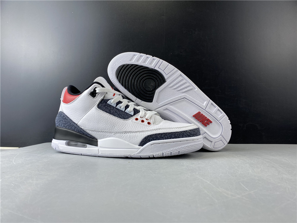 Khaki24 Air Jordan 3 White Black Red Shoes - Click Image to Close